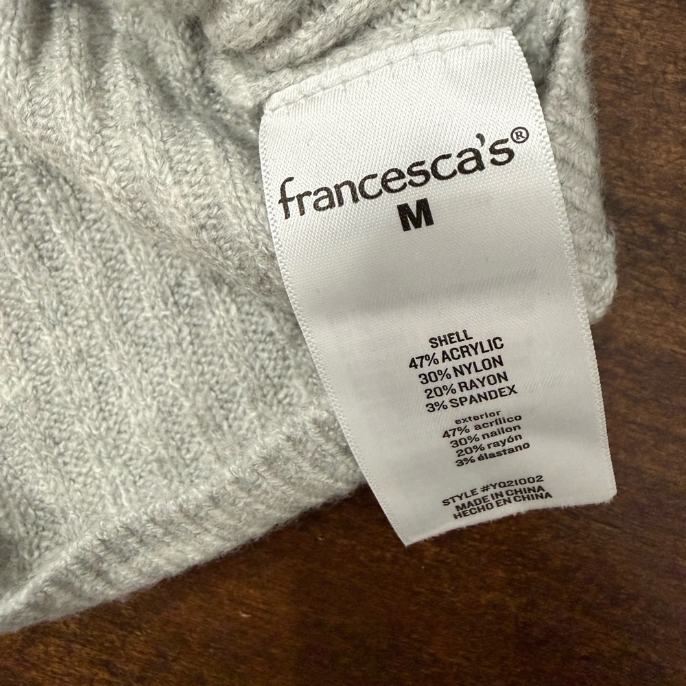 Francesca Miami Light Gray Ribbed Sweater - Picture 5 of 6